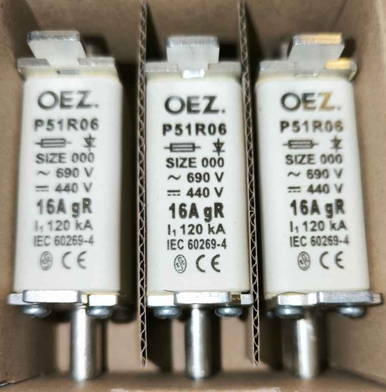 OEZ P51R06 16A gR - Pojistková vložka pro jištění polovodičů