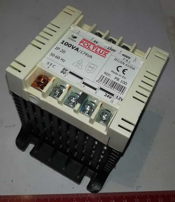 transformator POLYLUX PB100 100VA  230/400V -  12/24V 50/60Hz   .. použitý / used