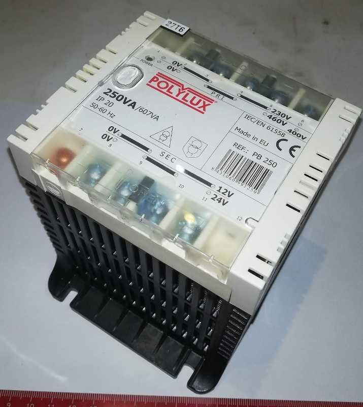 transformator POLYLUX PB250 250VA  230/400/460V -  12/24V 50/60Hz   .. použitý / used