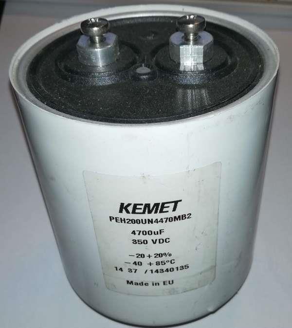 C 4700uF 350Vdc PEH200UN4470MB2, d 90mm x 100mm, použitý / used
