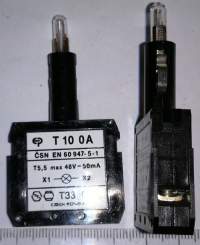 T10 0A - objímka t5,5 max 48V 50mA s žárovkou 24V 5mA