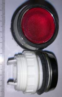 T6A ovládací hlavice červená průhledná