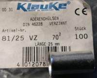 dutinka KLAUKE 80/25 VZ 70 25mm  ... balení 85ks za 60Kč