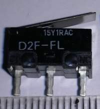 D2F-FL - Mikrospínač SPDT-NO/NC Páka se závěsem 1A ..  balení 9ks za 60Kč