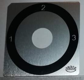 štítek přepínače OBZOR 60x60 šedo/černý, 1-2-3  .. 90°