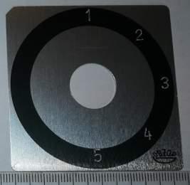 štítek přepínače OBZOR 60x60 šedo/černý, 1-2-3-4-5, pravý