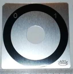 štítek přepínače OBZOR 60x60 šedo/černý, 0-1.. 90° symetrické