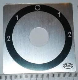 není skladem - štítek přepínače OBZOR 60x60 šedo/černý, 2-1-0-1-2