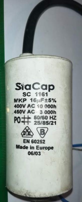odrušovací C SC 1161 - MKP 16uF 400Vac 50/60Hz pájený