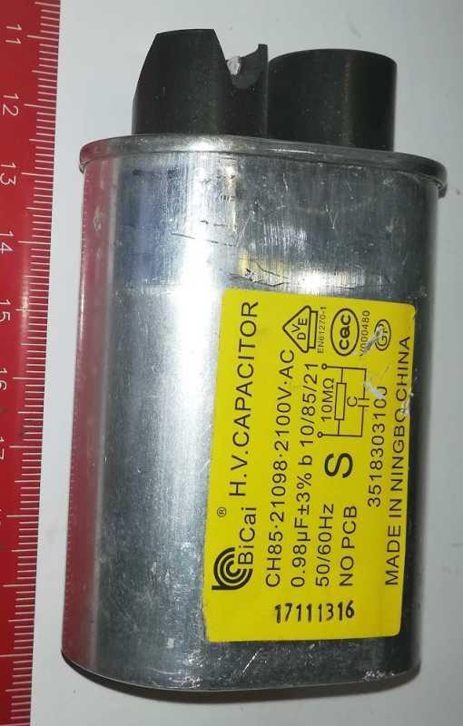 H.V.CAPACITOR CH85-21098-2100V-AC 0,98uF, netestován, z demontáže