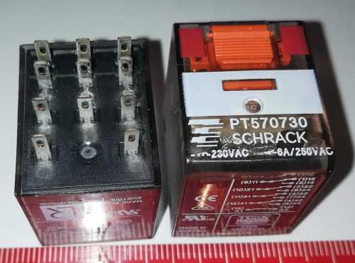 Schrack PT570730 univerzální paticové relé - Relé PT 4P/6A, 230VAC