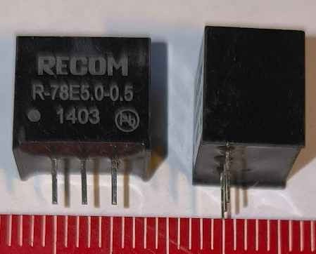 R-78E5.0-0.5 - RECOM - DC/DC Converter, ITE, 1 Output, 2.5 W, 5 V, 500 mA, R-78E Series