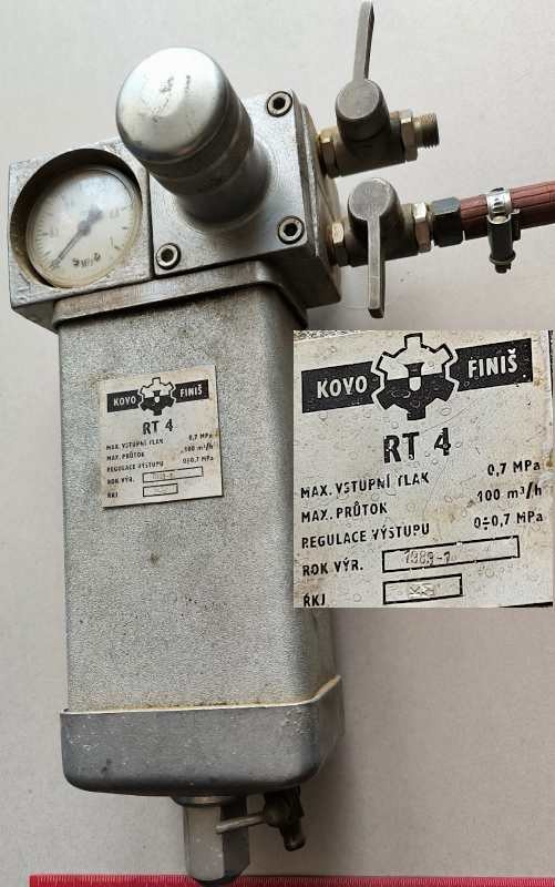 Regulátor tlaku 0-0,7MPa -  RT4 Kovofiniš  .. použitý / used, z demontáže   .. cena na dotaz / price on request