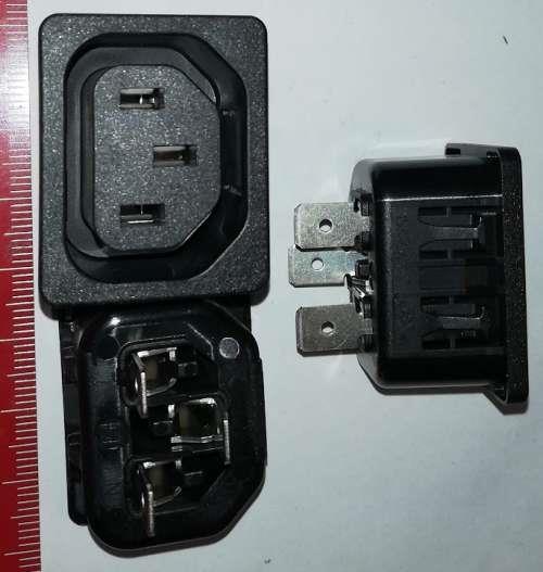 SCHURTER 6600.4320 - Power Entry Connector Receptacle, Female Sockets IEC 320-2-2/F Panel Mount, Snap-In