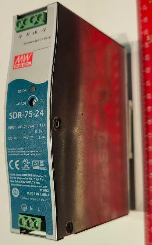 zdroj SDR-75-24  MEAN WELL - Modul napájecí na lištu DIN , 100-240Vac / 24Vdc 3,2A