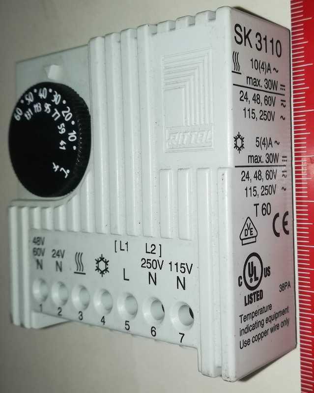 SK3110.000 termostat, regulátor tepl. skříně +5/+55°C, 1x přep.kontakt (24/48/60/110/230V)