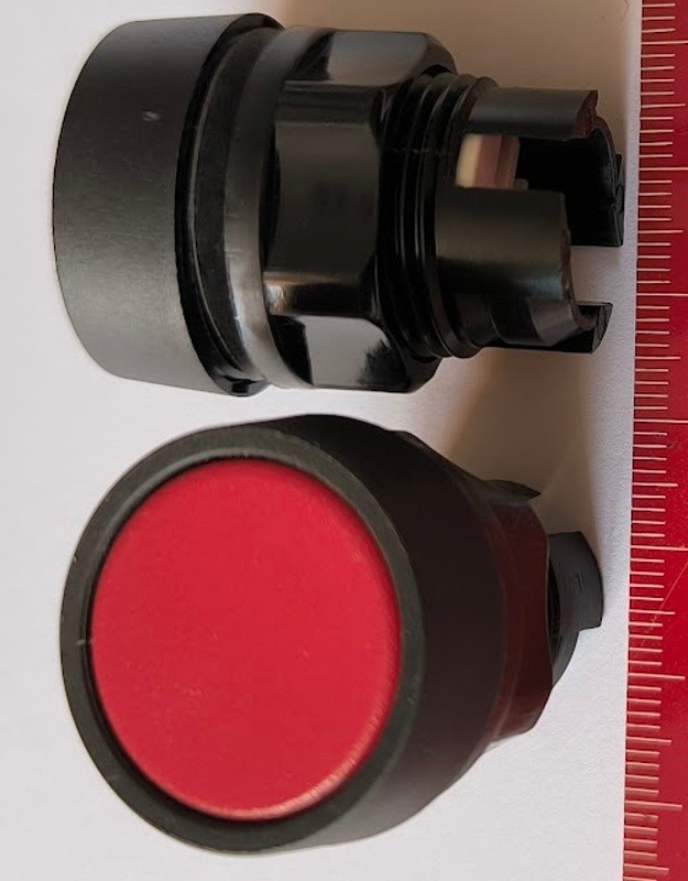 T10A/22 RU P spínací tlačítko - červená barva, černý límec