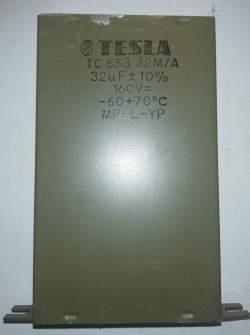 není skladem - TC653MP - 32uF 10% 160V TESLA, poškrábaný  .. cena na dotaz / price on request