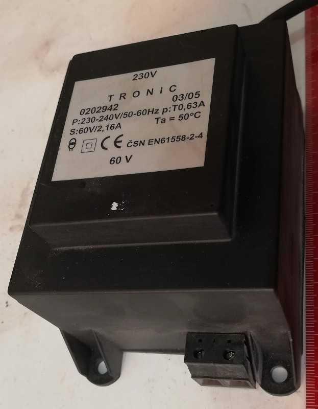 TRONIC-0202942 - trafo 230V/60V 2,16A, starší