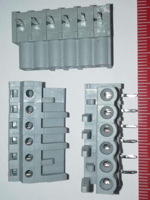 WAGO 232-236  THT female header; angled; Pin spacing 5 mm; 6-pole; 0.6 x 1.0 mm solder pin; gray