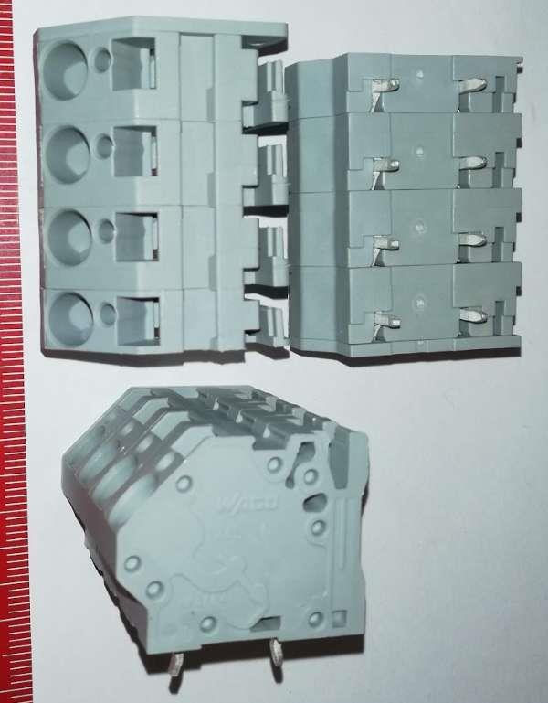 WAGO 745-354 - PCB terminal block 6 mm² Pin spacing 10 mm 4-pole CAGE CLAMP® commoning option 6,00 mm² gray