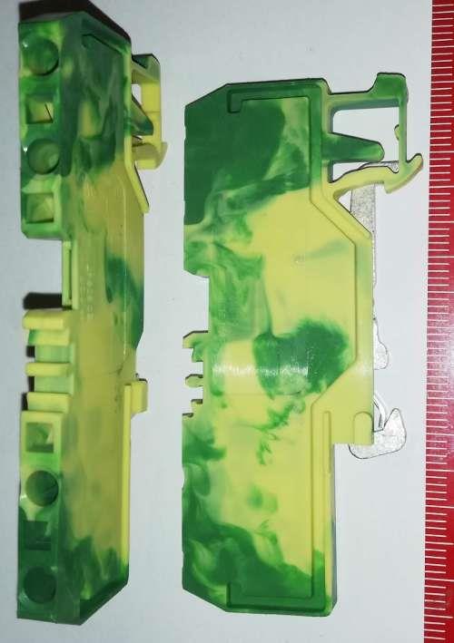 WAGO 280-677 - 4-conductor ground terminal block; 2.5 mm²; center marking; for DIN-rail 35 x 15 and 35 x 7.5; CAGE CLAMP®; 2,50 mm²; green-yellow