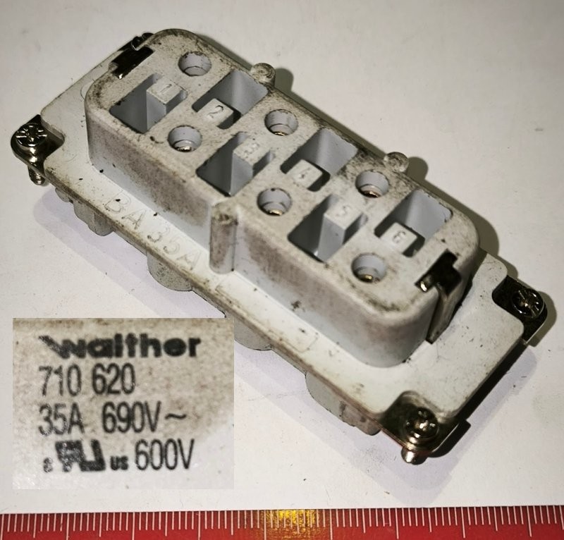 WALTHER-710620 - connector Insert 710 620 Female Screw Terminal 35A 600V, špinavý skladováním