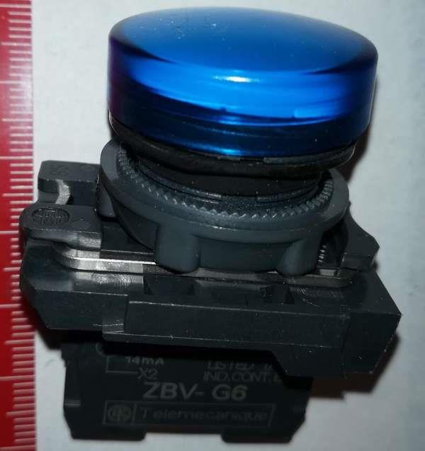 XB5AVG6 - Modrá kompletní signálka Ø22 plná čočka integ. LED 110...120V