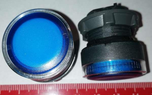 ZB5AW36 - modrá ovl. hlavice stiskací prosvět.  Ø22 s návratem pro BA9s