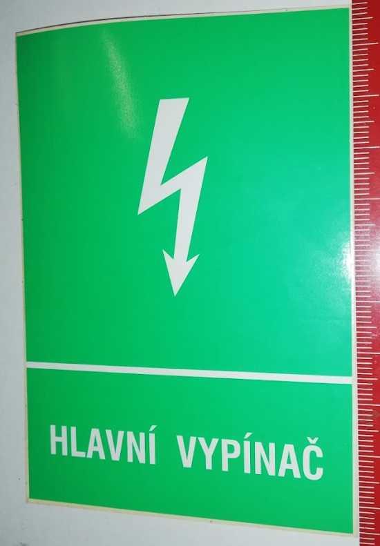 ZNACKA-001 - samolepka 72x103mm - Hlaví vypínač  ..  balení 20ks za 90Kč