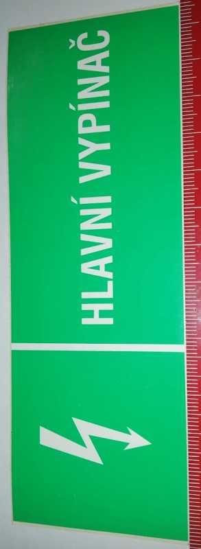 ZNACKA-004 - samolepka 145x52mm - Hlaví vypínač  ..  balení 9ks za 90Kč