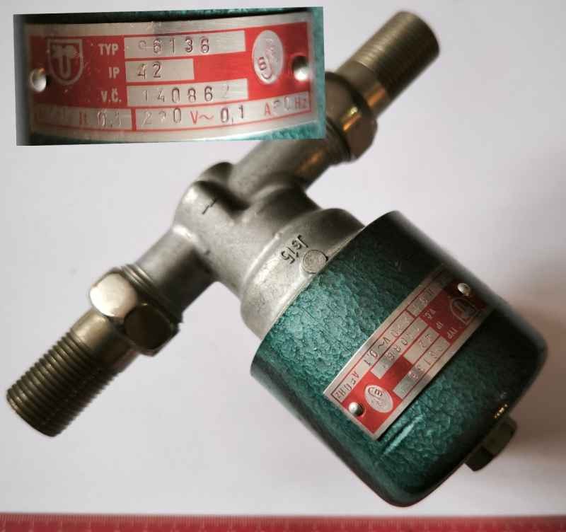 Elektromagnetický ventil ZPA 96136 ČSSR - Js 15,Jt 0,1,220 V 0,1 A .. cena na dotaz / price on request